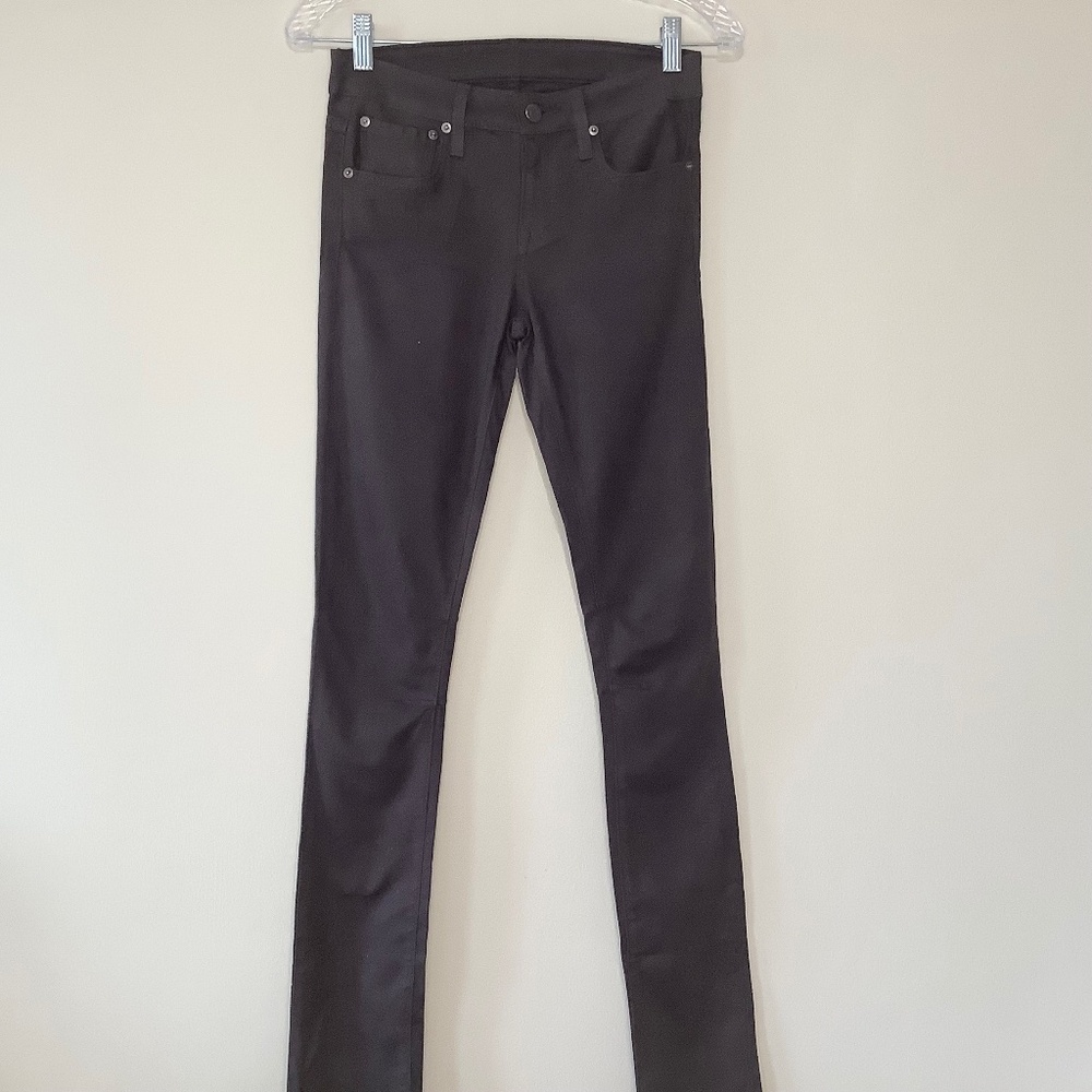 Helmut Lang Skinny Jeans Pants Glossy Dark Brown 25 Long